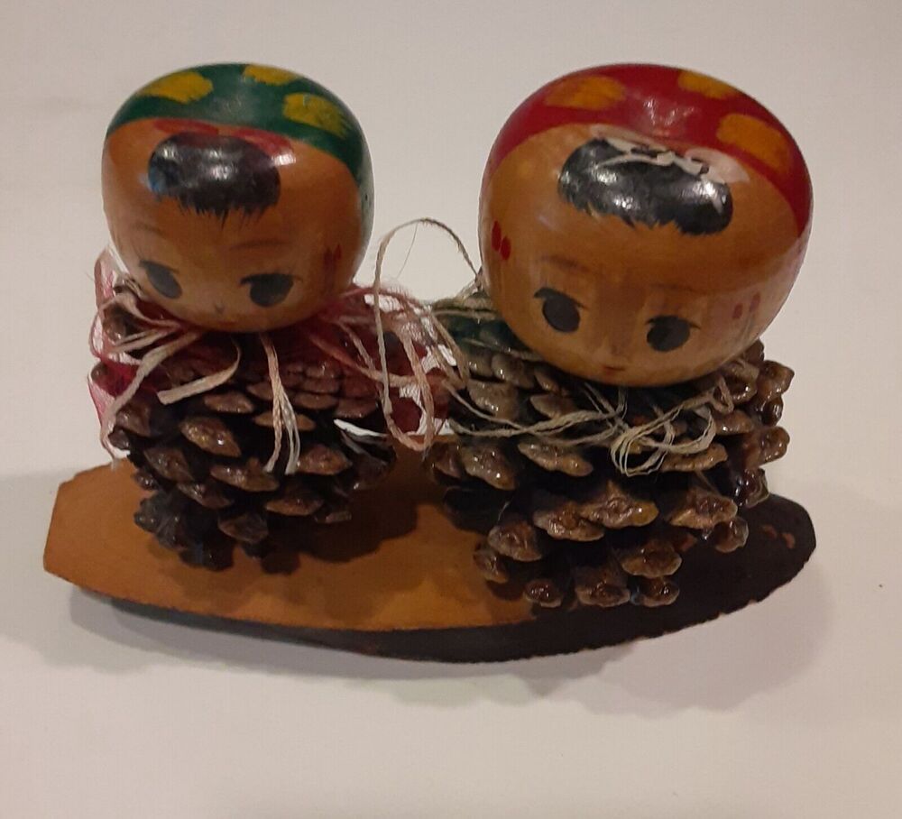 Vintage Japan Kokeshi Doll Head Folk Art Christmas Unique